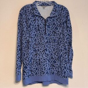 T BY Talbots Women’s Long Sleeve zip shirt with Animal Print SZ - M